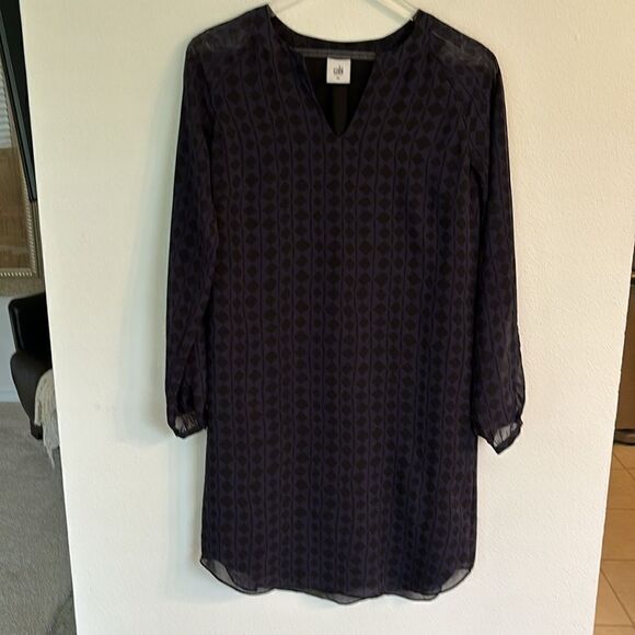 Cabi Harlequin Stripe Shift Tunic Dress Navy Black Size XS - Picture 3 of 10